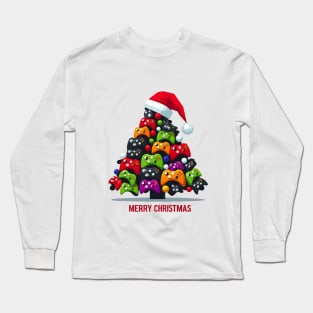 Video Game Controller Christmas Santa Gamer Boys Long Sleeve T-Shirt